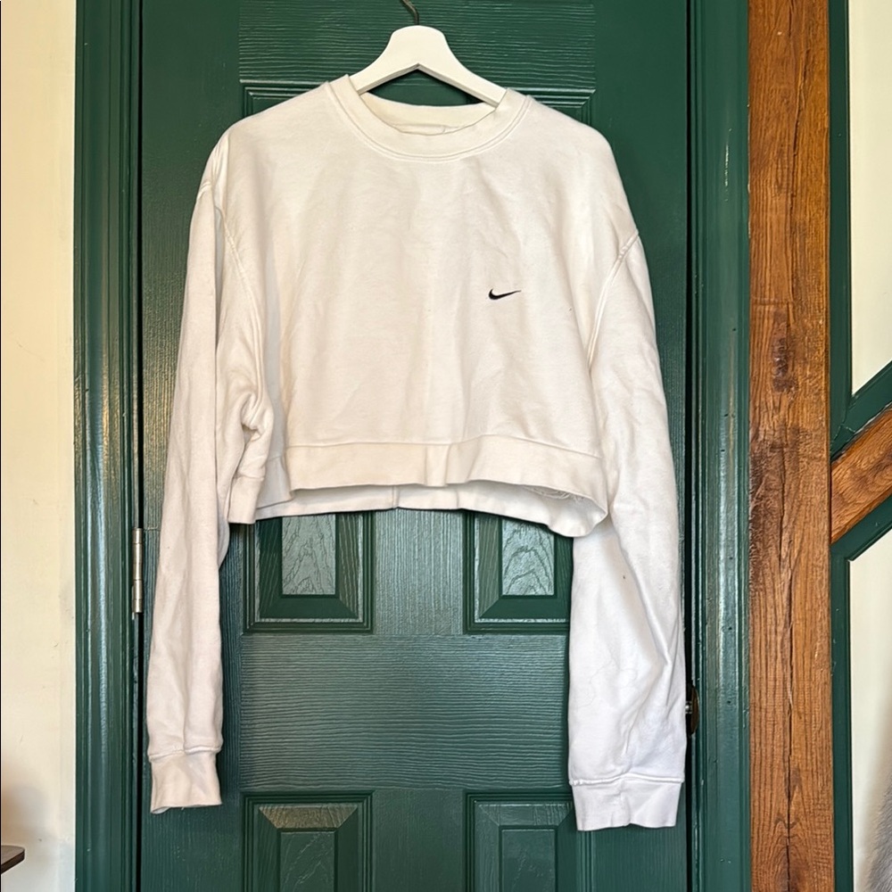 Nike Women's White Cropped Sweatshirt